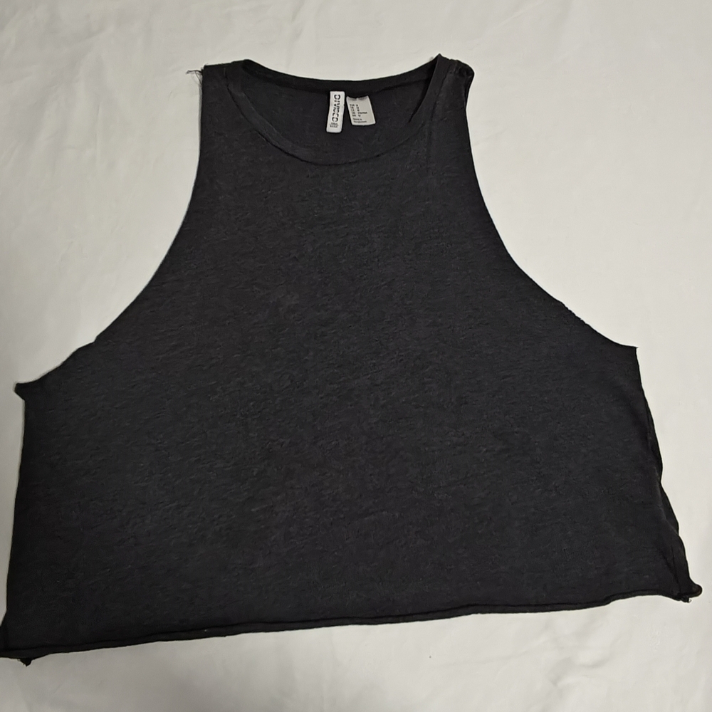 Divided Charcoal Gray Cropped Tank